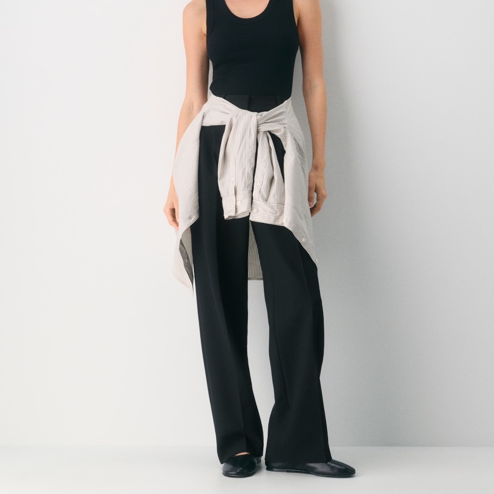 Aritzia Effortless Black Pant Size 12 High Rise, Wide Leg, Full Length